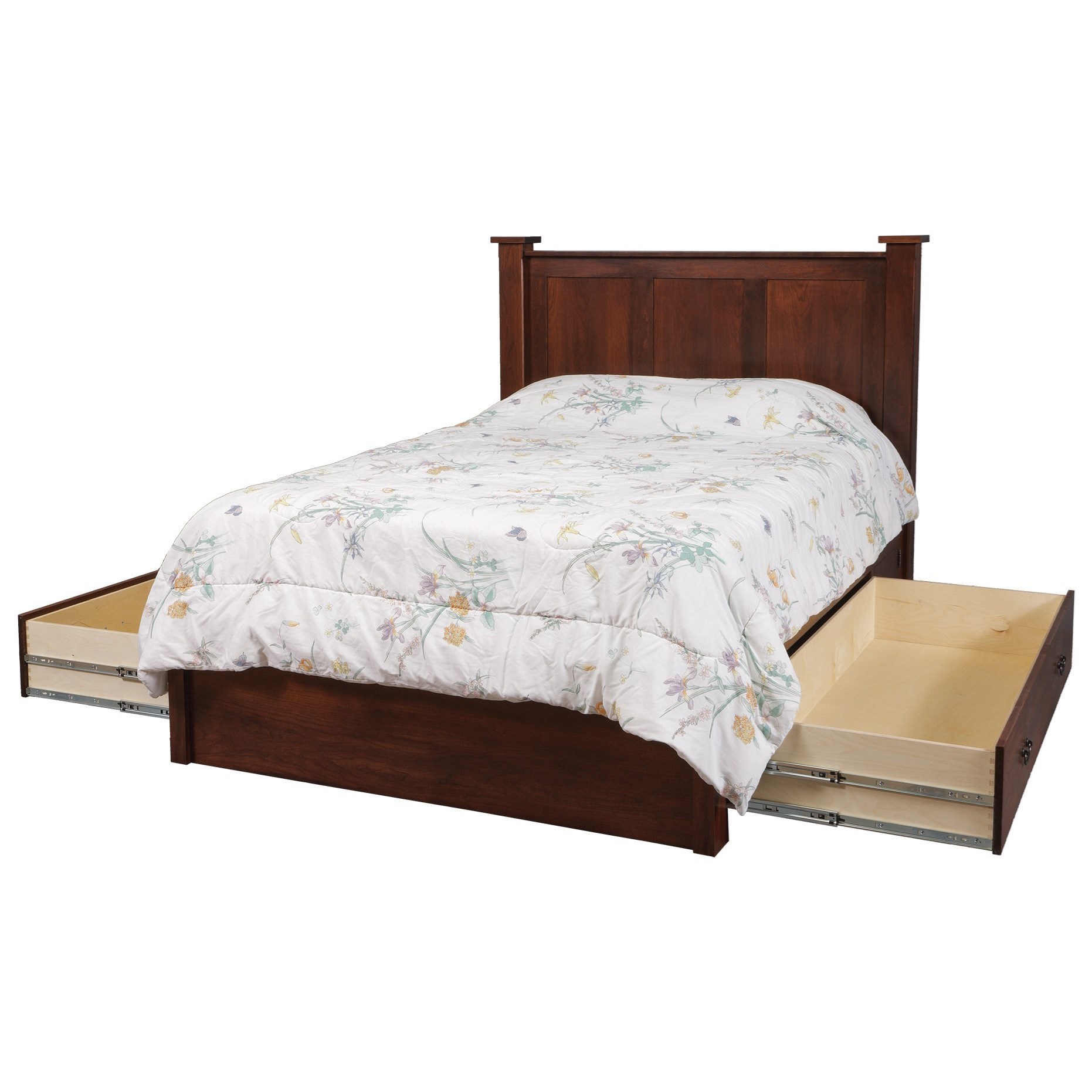 Queen Pedestal Bed W/ Storage Drawer